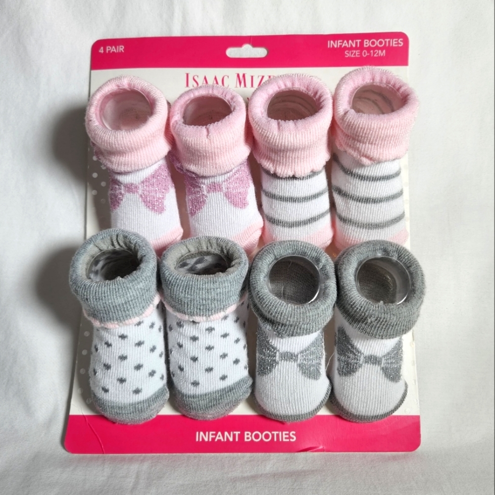 Issac Mizrahi Baby Girl Boy Bow-Tie Booties 4-Pack NIP